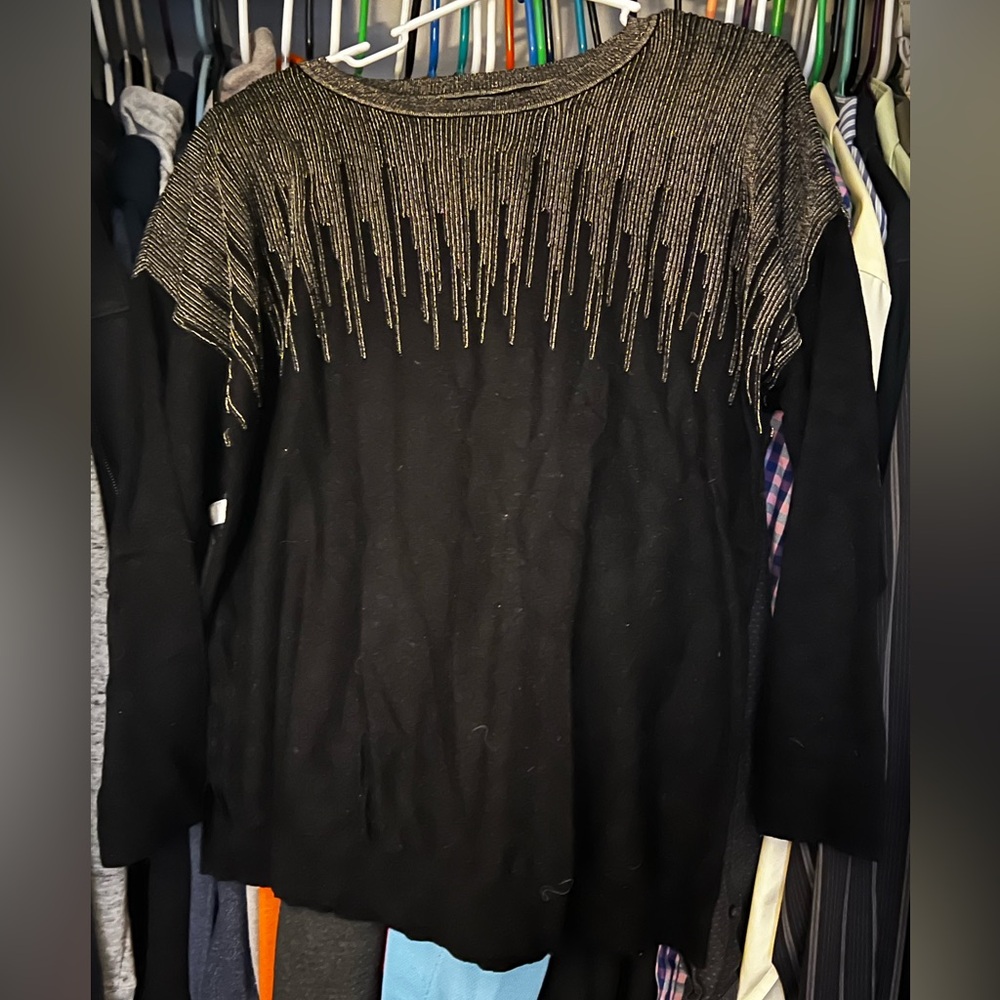 Alfani Black and Silver Knit Top